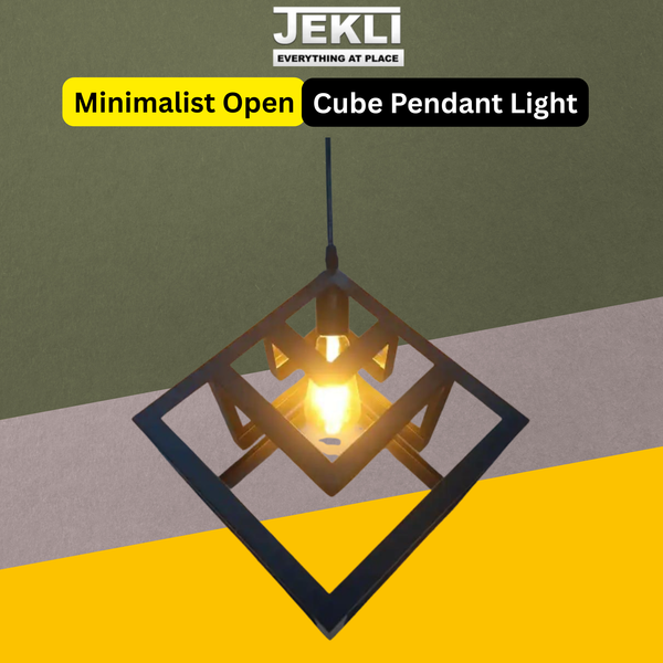 Minimalist Open Cube Pendant Light – Modern Hanging Lamp for Home & Café
